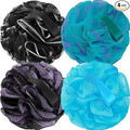 Carrie Joe Loofah Sponge Soft Mesh Shower Puffs for Body Wash Bath Sponge Body Scrubber for Women & Men Body Exfoliator-Bathing Accessories(60G L 4Pcs)