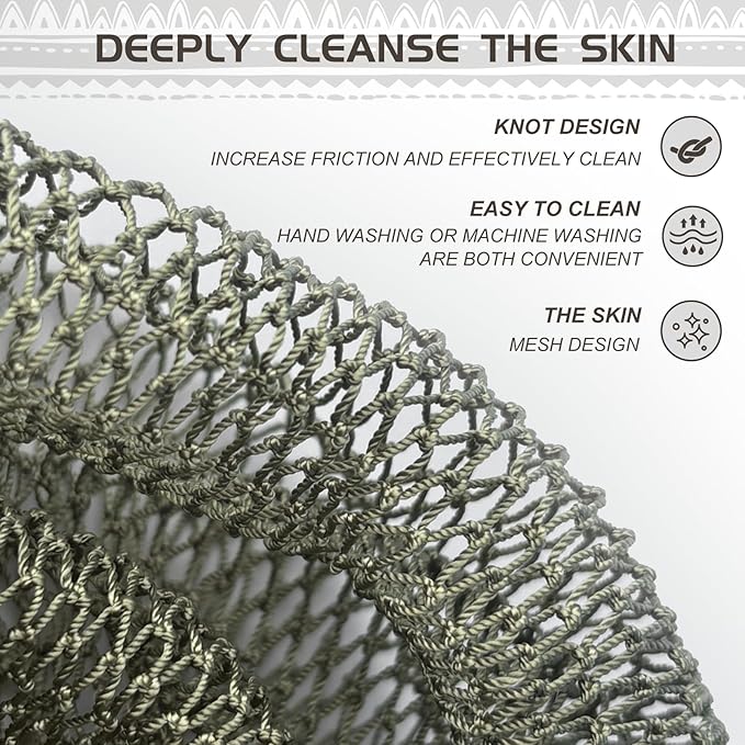SPMKTBOZAI African Net Sponge Authentic, Loofah Exfoliating Body Scrubber Bath Sponge, African Exfoliating Net Sponge Back Scrubber Washcloth for Shower, Body Care Bathing Accessories (Blue)