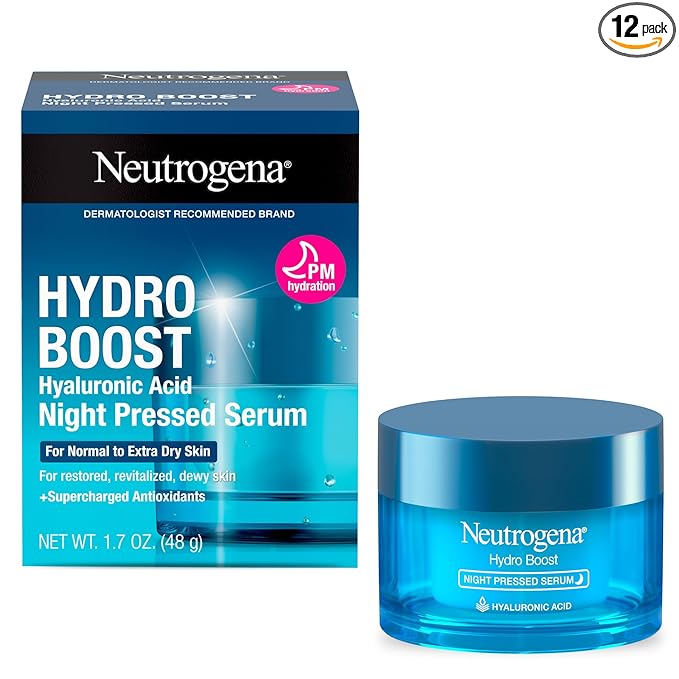 Neutrogena Hydro Boost Night Pressed Serum - with Hyaluronic Acid & Antioxidants, Hydrating Face Moisturizer that Restores & Revitalizes Skin Overnight, for Normal to Extra Dry Skin, 1.7 oz