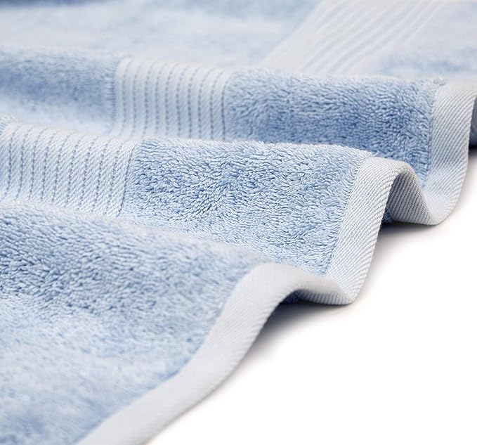 Luxury Oversized Bath Towels | 650 GSM, 34" x 56" | Hotel Quality, Soft & Highly Absorbent | Quick Dry, Thick, Combed Cotton Bathroom Towels | Sky Blue - 4 Pack