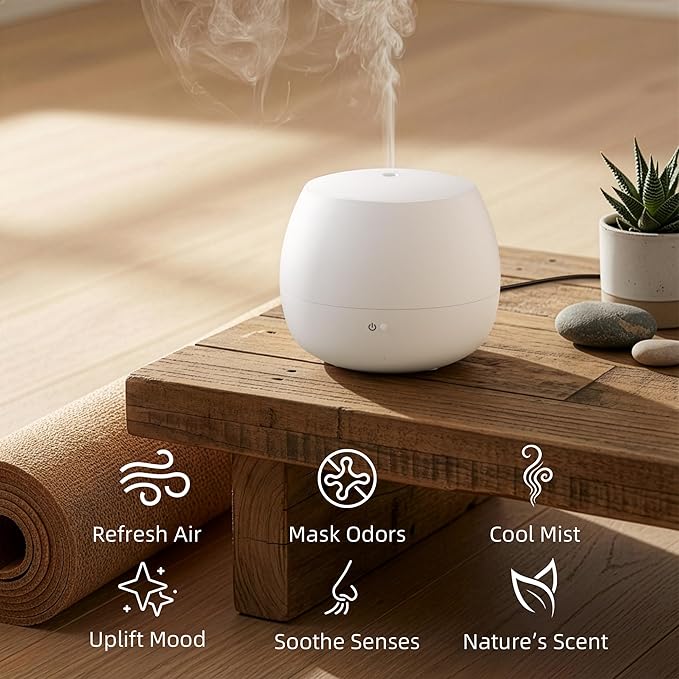 Humidifiers for Bedroom,Quiet Cool Mist Humidifier for Baby,Small Essential Oil Diffuser with Auto-Off Function, Ultrasonic Air humidifier for Plants/Home/Nursery/Office,Home Scent Diffuser (White)