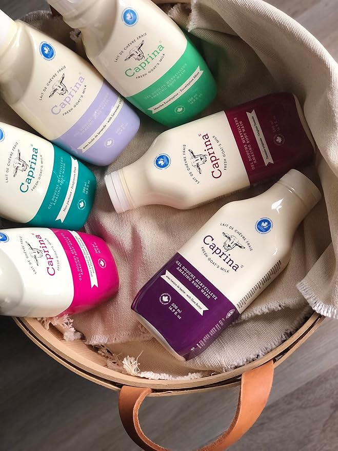 Caprina Amazing Body Wash, Fragrance Free, 16.9 oz, With Fresh Canadian Goat Milk, Gentle Soap, Moisturizing, Vitamin A, B2, B3, and More