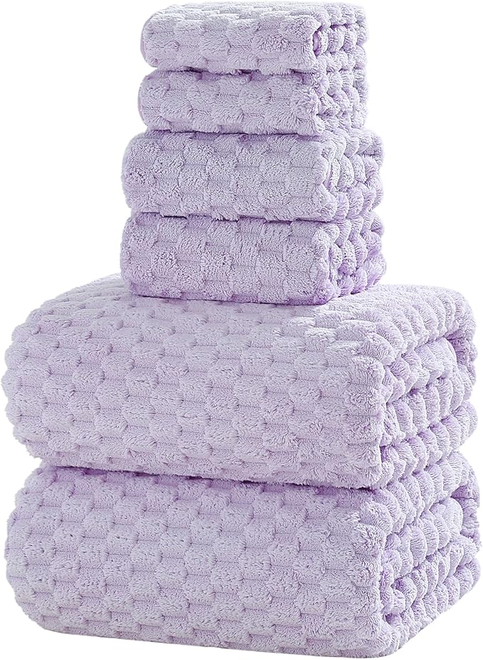 Extra Large Bath Towel Set of 6 (40"x80"),Oversized Bath Sheet Super Soft Highly Absorbent Microfibers Quick Dry Luxury Shower Towel for Bathroom Spa Gym Hotel Yoga (Lavender, 6Piece)