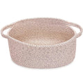ABenkle Small Basket with Handles, Boho Decorative Rope Woven Dog Cat Toy Storage Bin Shelf Storage Organizer, Easter Christmas Gift Basket, 12"x8"x5"