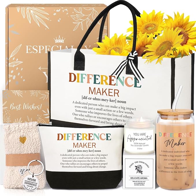 iAOVUEBY Thank You Gifts for Women, Employee Appreciation Gifts for Coworkers Employees Teachers Nurses, Farewell Retirement Thank You Gift Box, Canvas Tote Bag Tumbler Appreciation Gift Baskets