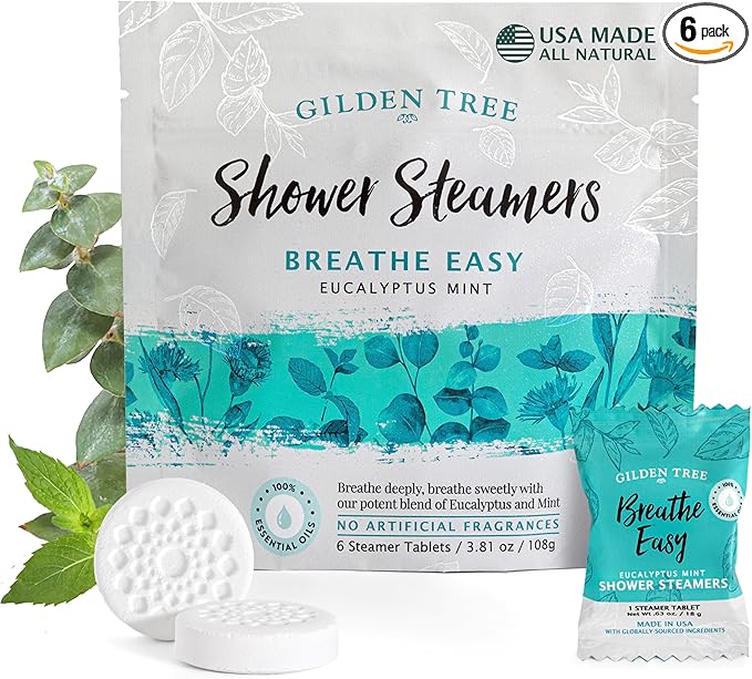 Gilden Tree Shower Steamers Aromatherapy Eucalyptus Mint Essential Oils Stress Relief, Birthday Gifts for Women Men Teens Adults, Made in USA (Breathe Easy)