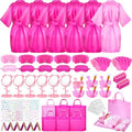 Spa Party Supplies for Girls, 6 Satin Robes Kids Spa Birthday Sleepover Supplies Kit