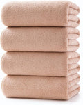 Lumimi Towels 4 Pack Soft Microfiber Bath Towel Set Salon Gym Yoga Travel Very Absorbent Light Quick Dry and Durable, 55" L x 27" W, 4 Piece Beige
