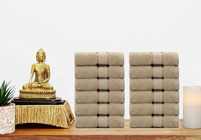 COTTON CRAFT Ultra Soft Washcloths - 12 Pack - 12x12-100% Cotton Facecloths - Baby Wash Cloths - Absorbent Quick Dry Everyday Luxury Hotel Bathroom Kitchen Spa Gym Pool Camp Dorm - 580 GSM - Linen