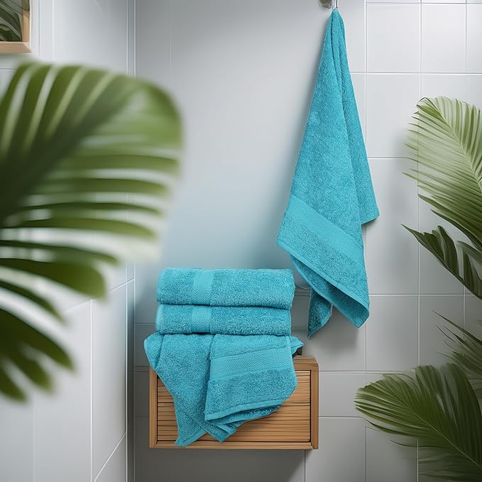 Commercial Bulk Pack of 12 Bath Towels – 100% Cotton Terry 24" x 48" – Ideal for Hotels, Salons, Gyms, Spas & Institutional Use – Teal Blue