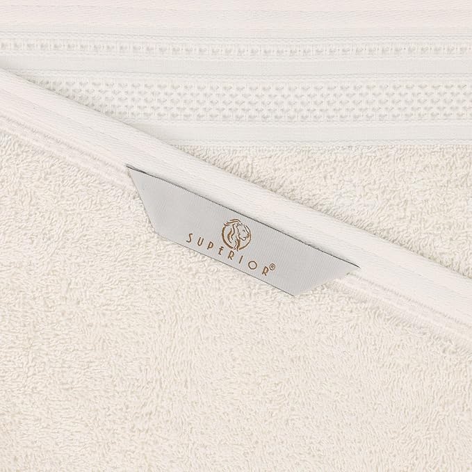 Superior Honeycomb Cotton Medium Weight Towels, for Guest Bath, Master Bathroom, Shower, Quick Dry, Adults, Home Essentials, Textured Waffle Border, Assorted Towel Set, 3 Piece Towel Set, Ivory