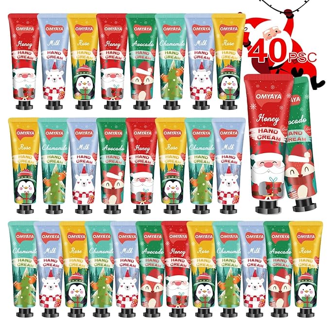40 Pack Bulk Christmas Gifts, Mini Hand Cream Set, Bulk Christmas Gifts for Corworkers, Hand Lotion Travel Size, Stocking Stuffers for Women, Hand Creams for Dry Cracked Hands, Small Holiday Gifts