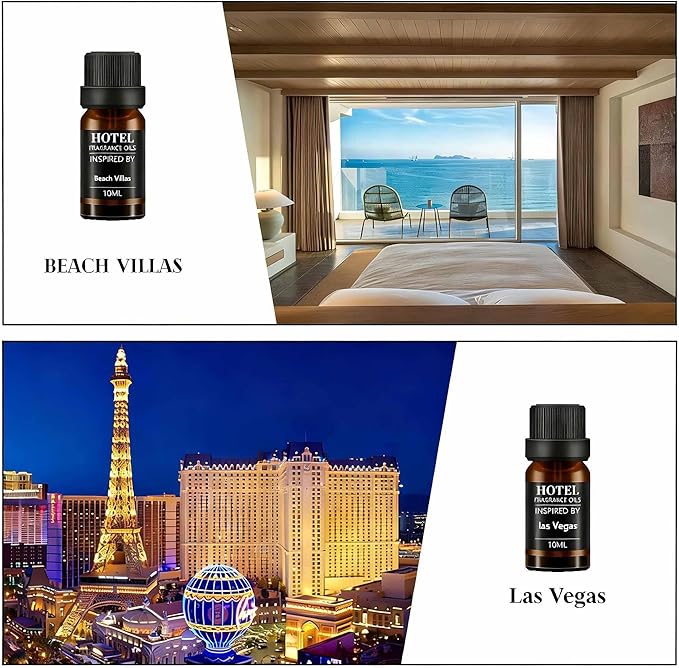 Hotel Collection Diffuser Essential Oil Gift Set,Hotel Scents for Home,Stress Relief Air Freshening,My Way,The Beach Villas and Other Luxury Hotel Scents Waterless Essential Oil Diffuser