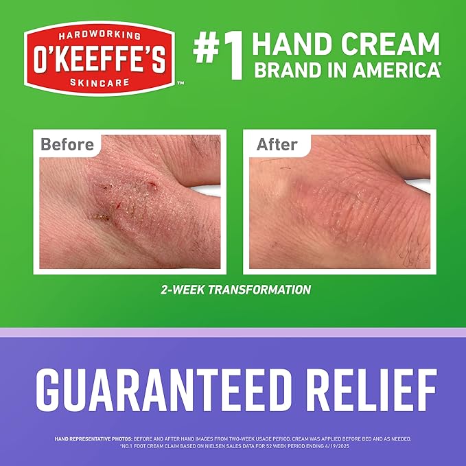 O'Keeffe's Working Hands Night Treatment Hand Cream for Extreme Dryness - 7 oz Tube (2 Pack) - Repairing Skincare for Cracked, Dry Hands