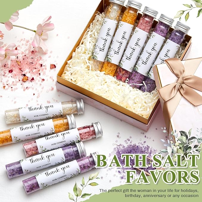 12 Pcs Aromatherapy Bath Salts Test Tube Bath Salts for Women Relaxing Spa Gifts Set for Wedding Christmas Birthday Baptism Party Favors (Greenery)
