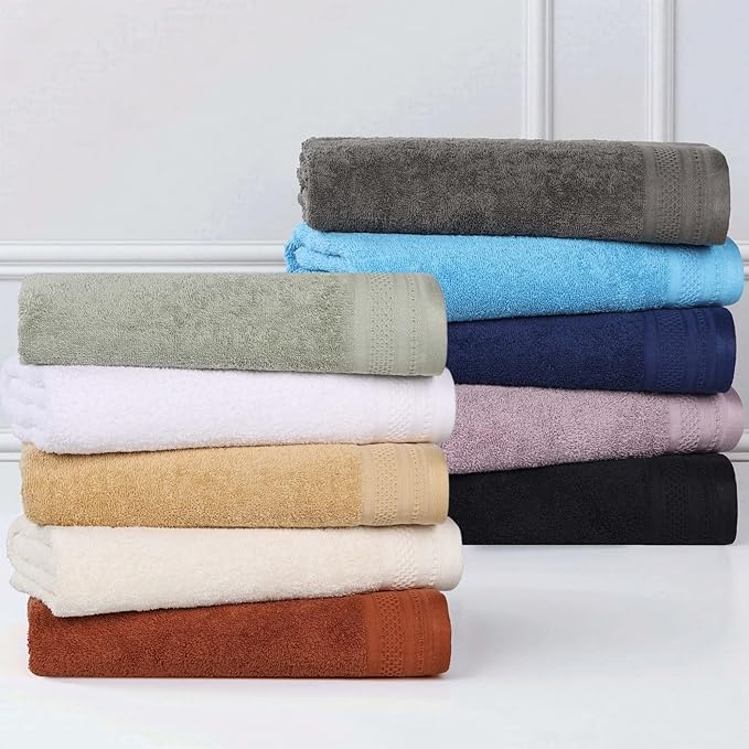 Superior Honeycomb Cotton Medium Weight Towels, for Guest Bath, Master Bathroom, Shower, Kitchen, Quick Dry, Adults, Home Essentials, Textured Waffle Border, Towel Set, Hand Towels, Set of 6, Black