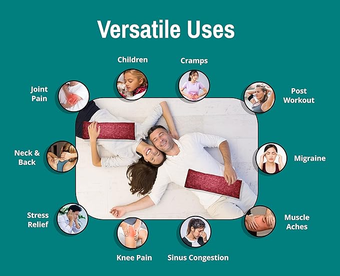 Microwavable Corn Filled Heating Pad and Cold Pack/Washable 100% Cotton Cover (Cross Hatch - Wine, 5.25in W x 17.25in L)