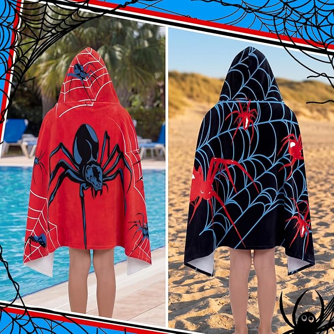 Peryiter 2 Pcs Spider Beach Towel Quick Dry Towels Swimming Bath Shower Pool Travel Trips Vacations Absorbent Soft Beach Blanket(Bright Spider, 50 x 30 Inches)