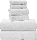 Chakir Turkish Linens 100% Cotton Premium Turkish Towels for Bathroom, 2 Large Bath Towels 36x60, 2 Hand Towels, 2 Washcloths (6-Piece Towel Set, White)