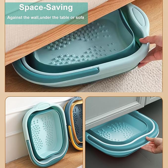 MontNorth Collapsible Foot Bath for Soaking Feet,4 Gallons/15L Foot Soak Tub,Foldable Plastic Foot Basin with Handles and Massage Acupoint,Foot SPA Bucket, Green