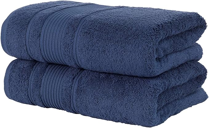 Personalize Your Towels with Custom Embroidery: Names, Monograms, and Initials. Perfect for Bathroom, Spa, Gym, Shower, Kids, Adults, Pool, Travel, Gifts, 2-Piece Bath Towels Set - Navy Blue