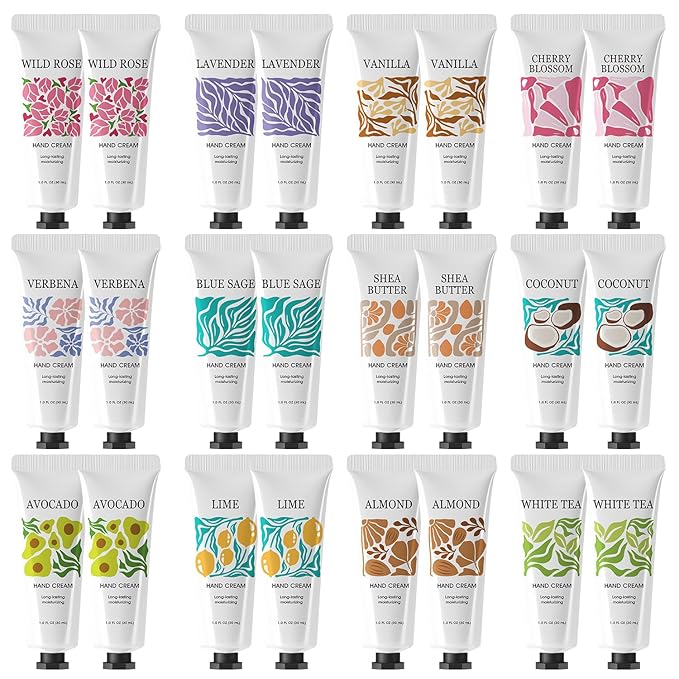 24 Pack Hand Cream Gifts Set for Women,Mothers Day Gifts Bulk,Hand Cream Travel Size Hand Lotion Bulk,Mini Moisturizer Lotion for Dry Hands,Bridesmaid Gifts,Teacher Appreciation Gifts,Nurses Week Gift