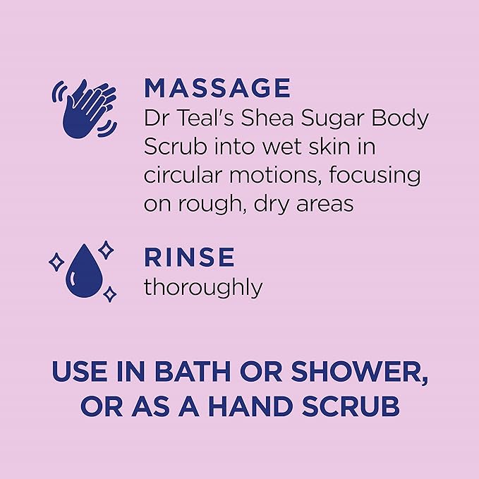 Dr Teal's Shea Sugar Body Scrub, Black Elderberry with Essential Oils, 19 oz (Pack of 3)