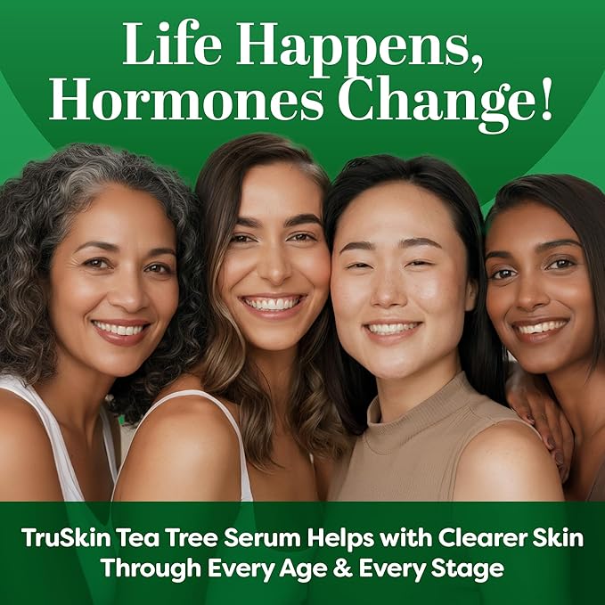 TruSkin Tea Tree Oil Acne Treatment Serum for Face - Salicylic Acid, Niacinamide, Vitamin C & Retinol - Clarifying Super Facial Serum for Acne-Prone Skin & Pores, 1 Fl Oz