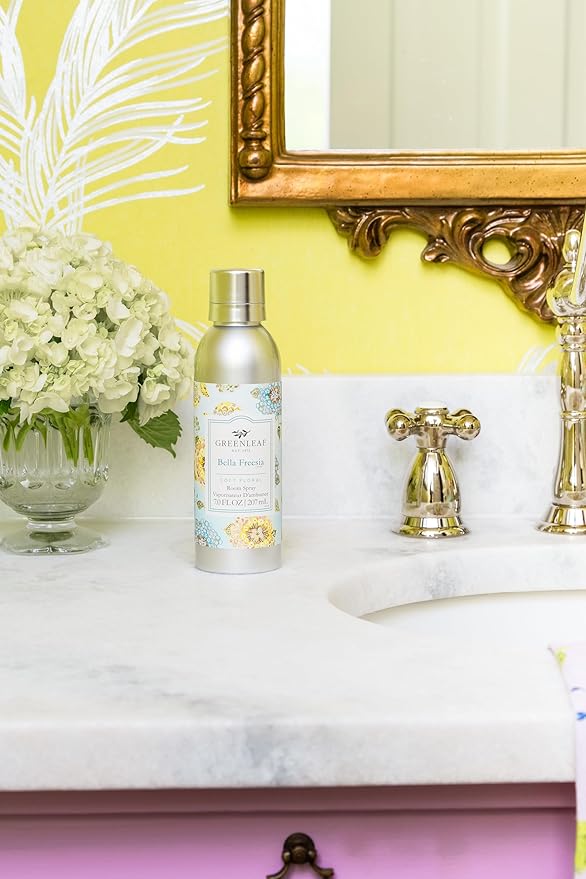Greenleaf Gifts Bella Freesia Scented Room Air Freshener Spray | Non-Aerosol 7 oz Spray | Floral Scented Air Freshener for Home | Home Fragrance for Bedroom & Bathroom
