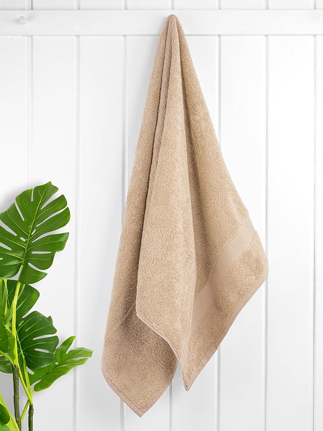 Cotton Paradise 4 Piece Turkish Bath Towels for Bathroom, Extra Large Soft Plush Towels Bathroom Set, Beige