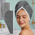 VOOVA & MOVAS Dark Gray Microfiber Hair Towel Wrap for Women 2-Pack, Super Absorbent Quick Dry Hair Towels for Wet Hair After Shower, Soft Lightweight Hair Wraps