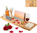 Bathtub Tray - Luxury Bamboo Bathtub Tray for Bath Accessories, Expandable Bath Caddy with Wine Glass Holder, for Her, Anniversary, Spa and Relaxation