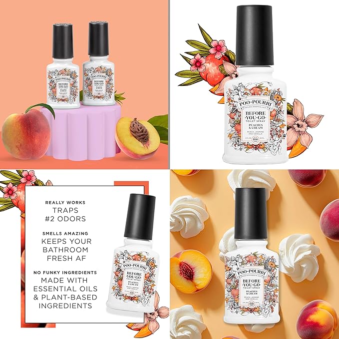 Poo-Pourri Before-You-Go Toilet Spray, Spring 2 Oz Variety Pack– Berry & Bright, Peaches & Cream, and Fir Flush