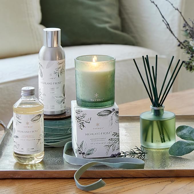 Thymes Home Fragrance Mist – Room Air Fresheners for Home Long Lasting – Air Freshener Spray – Premium Home Fragrance with Crisp Notes of Sage, Eucalyptus, & Cypress Needles (Highland Frost, 3 oz)