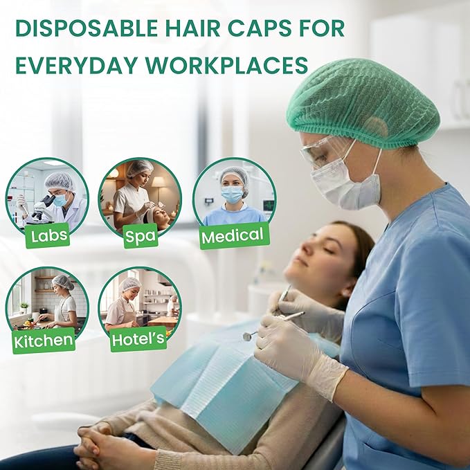 Disposable Bouffant Caps 21 Inch Non Woven Hair Net Elastic Head Cover For Food Service Kitchen Salon Lab Spa And Hygiene Use