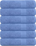 KAHAF COLLECTION 100% Cotton Bath Towels, 24x48 Pack of 6 Towels, Quick Dry, Highly Absorbent, Soft Feel Towel, Gym, Spa, Bathroom, Shower, Pool, Luxury Soft Towels (Blue, 24x48-6 Pack)
