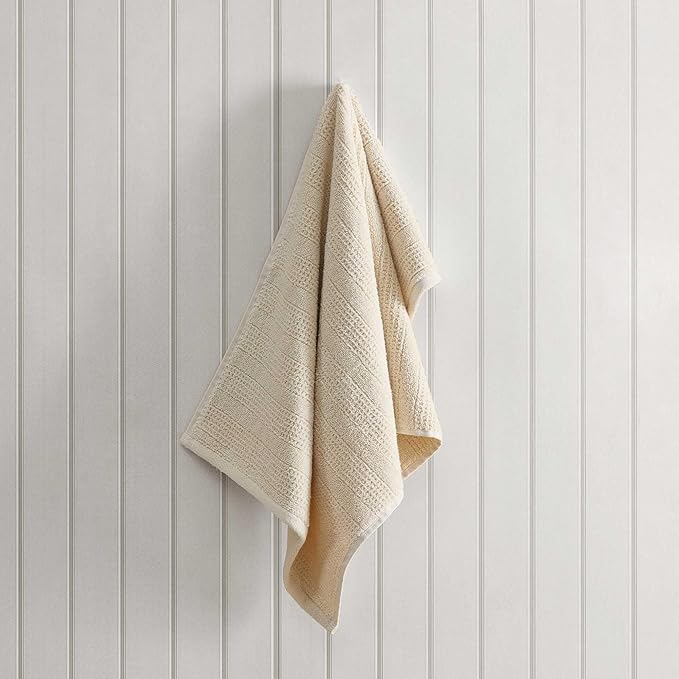 Martha Stewart - Bath Towels, Soft & Absorbent 100% Cotton Towels, Solid 500 GSM, 6-Piece Bathroom Towel Set with Textured Weave (Bedford Cottage Beige)