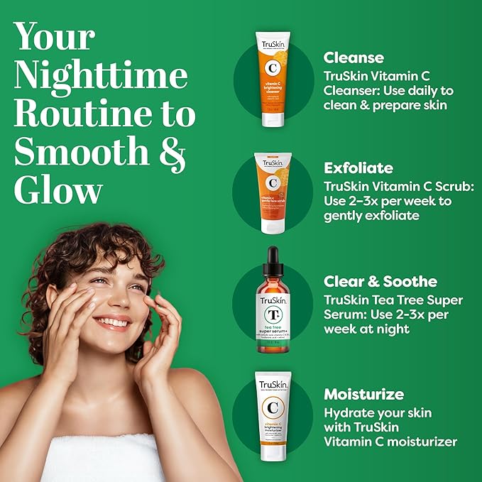 TruSkin Tea Tree Oil Acne Treatment Serum for Face - Salicylic Acid, Niacinamide, Vitamin C & Retinol - Clarifying Super Facial Serum for Acne-Prone Skin & Pores, 2 Oz