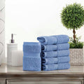 SUPERIOR Egyptian Cotton Pile Face Towel/Washcloth Set of 6, Ultra Soft Luxury Towels, Thick Plush Essentials, Absorbent Heavyweight, Guest Bath, Hotel, Spa, Home Bathroom, Shower Basics, Denim Blue