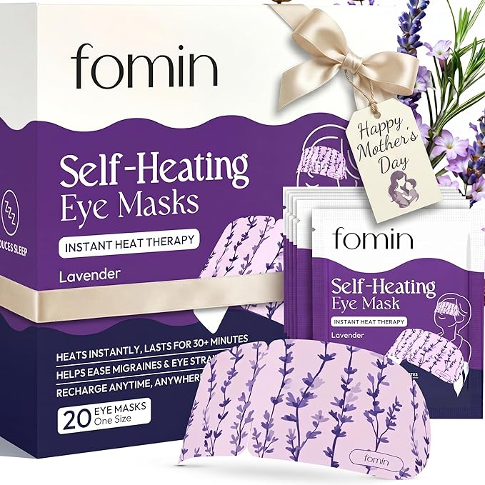 FOMIN Steam Eye Mask for Mothers Day - 20 Pack - Lavender - Self Heating Warm Compress for Dry Eyes, Heated Eye Mask for Sleep, Puffiness & Dark Circles Relief, Spa Relaxation Gifts for Mom