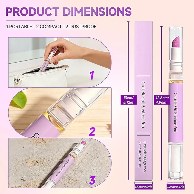 2 Pcs 2-in-1 Cuticle Oil Pusher Pen - 2026 New Ceramic Cuticle Pen,No Leak Travel Size Cuticle Pusher Pen With Oil,Moisturizing And Brightening Instant Keratin Removal Tool For Dry Damaged Nails