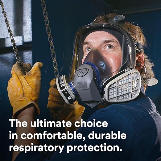 3M Ultimate FX Full Facepiece Reusable Respirator, FF-402, NIOSH, ANSI, Six-Strap Harness for a Secure Comfortable Fit, Cool Flow Valve, Passive Speaking Diaphragm, Medium