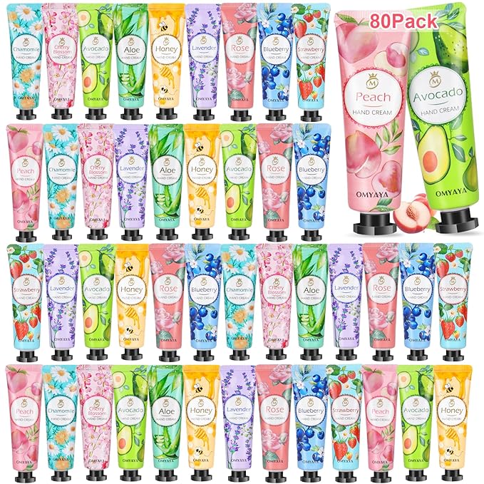 80 Pack Hand Cream Gift Set: Hand Lotion Travel Size, Teacher Appreciation Gifts, Hand Cream for Dry Cracked Hands, Mini Lotion Bulk, Small Gifts for Women Corworkers Nurse Birthday Party