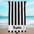 JML Personalized Beach Towel with Name, Custom Cabana Stripe Beach Towel, Customized Microfiber Pool Towel, Quick Dry & Absorbent Swim Towel for Adult,Anniversary, Birthday, Summer Holiday,Vacation