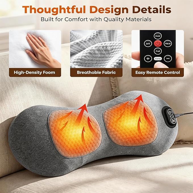 2026 Upgraded 3-in-1 Lumbar Support Pillow with Remote Control, Triple Fusion Back Massager with Heat, Vibration & Stretching, Portable Electric Lumbar Pillow for Home, Office, Travel & Car