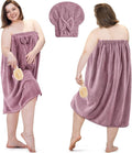 Xtinmee 2 Sets Plus Size Womens Wrap Towel with Hair Towel Bath Towel Wrap Shower Dress Towel Spa Wraps for Women's Bathrobe (Purple)