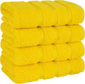 American Soft Linen Luxury Hand Towels for Bathroom, 600 GSM Heawy Weight 16x28 Size 100% Cotton Turkish 4 Piece Hand Face Towel Set, Yellow Hand Towels