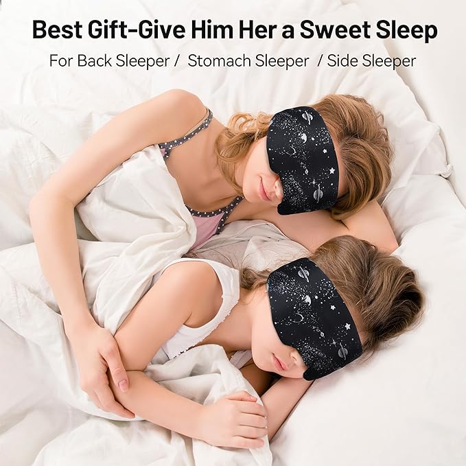 LOVE EYE Dual Side Sleep Mask,Ice Silk Eye Sleeping Mask & Blindfold with Adjustable Strap,Warm and Cool Side Total Blackout Eye Covers for Women Men Sleep Travel Nap