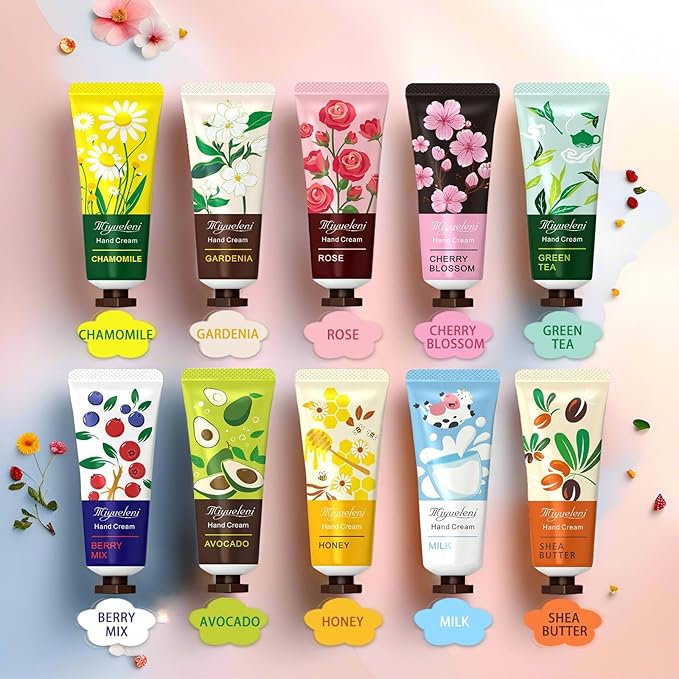 10 Pack Hand Cream Gift Set, Mothers Day Gifts,Moisturizing Hand Lotion Travel Size for Dry Hands, Gifts for Women&Teen Girls, Teacher Appreciation Gifts, Nurses Week Gifts, Mini Bulk Gifts