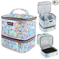 SAVILAND Nail Polish Organizer Bag: PU Leather Nail Kit Organizer Holds 30 Bottles & Nail Lamp, Holographic Nail Supply Organizer Nail Polish Holder Case Nail Organizers and Storage Box for Nail Tech